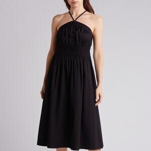 Rachel Parcell Halter Poplin Midi Dress Black XXS
